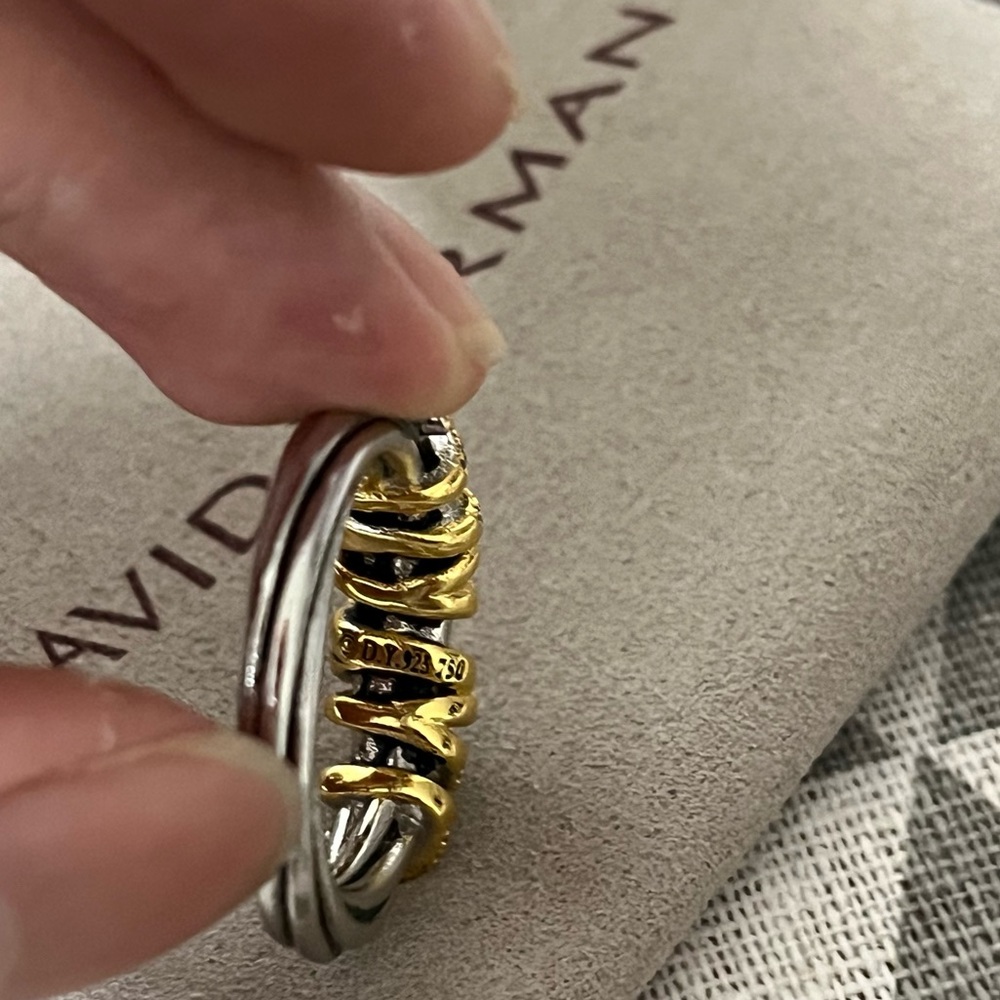 David Yurman Silver and Gold Ring - Picture 3 of 5